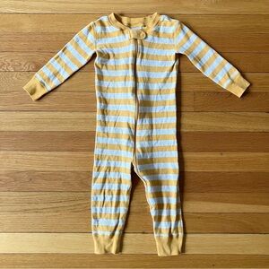 Hanna Andersson Yellow Cream Stripe Organic Cotton Sleeper Pajamas 85 2T